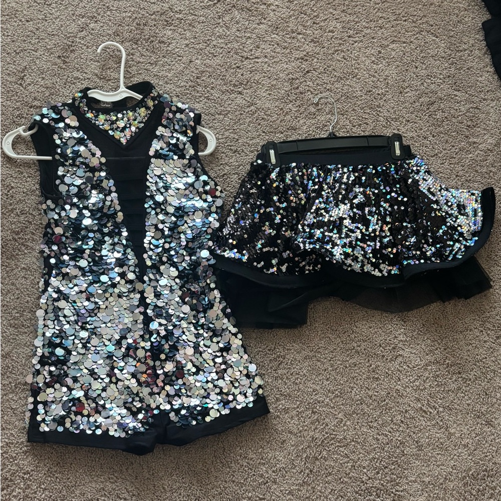 Bright Sequin Unitard + Skirt Dance Costume